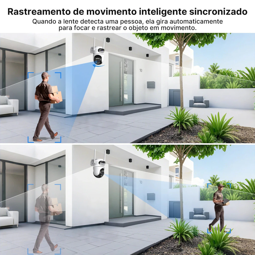 Câmera girando sozinha para acompanhar uma pessoa em movimento